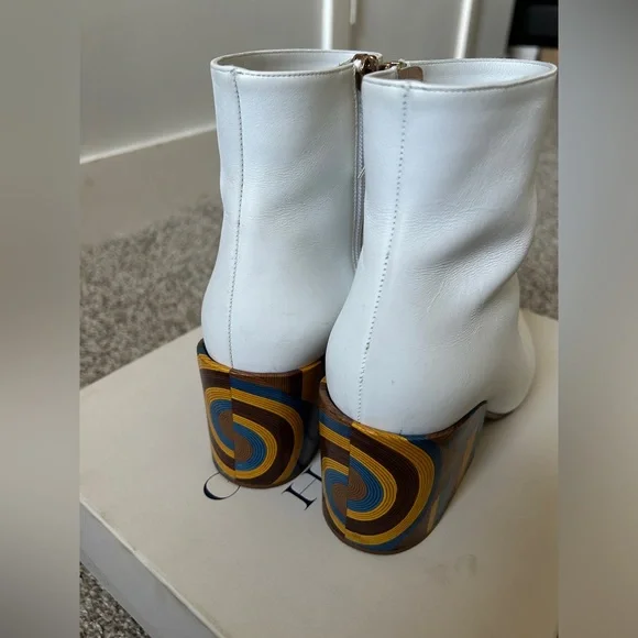 Gabriela Hearst white Tito boot with rainbow block heel